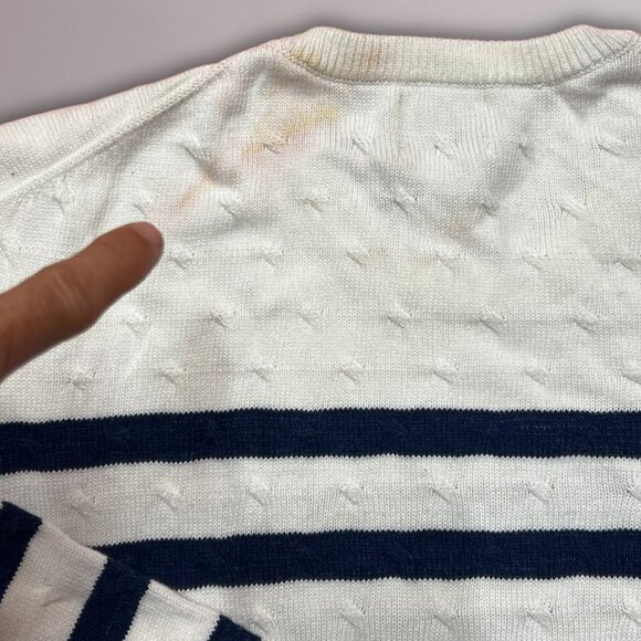 Jos A. Bank Men’s Sweater Blue Striped Crew Neck Pullover - Picture 5 of 5